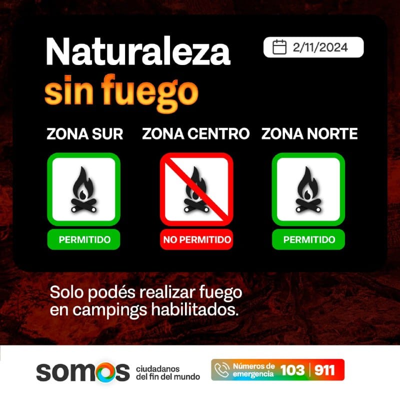 Hay prohibición de hacer fuego este fin de semana en Tolhuin