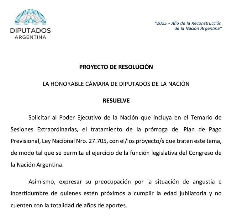  Piden el Gobierno nacional incluya en Extraordinarias la prórroga de la Moratoria Jubilatoria