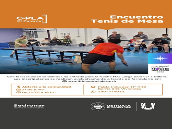 La Noche Más Larga se realizara un encuentro de Tenis de mesa en el Cepla el palomar