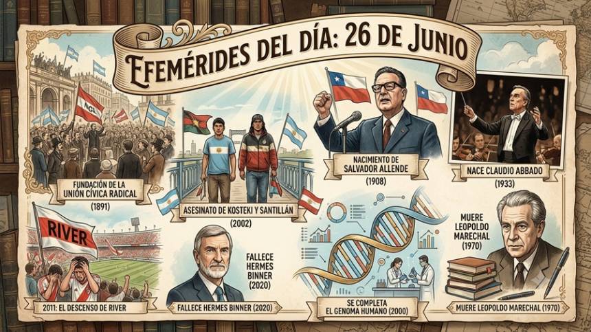 #Efemérides 26 de Junio: Un día como hoy... Recordamos los hechos que marcaron la historia.
