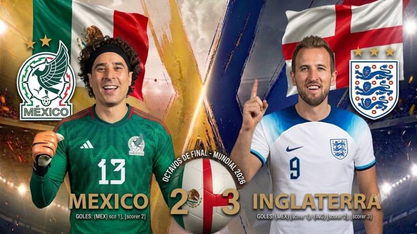 Inglaterra venció 3-2 a México y avanzó a cuartos de final del Mundial 2026