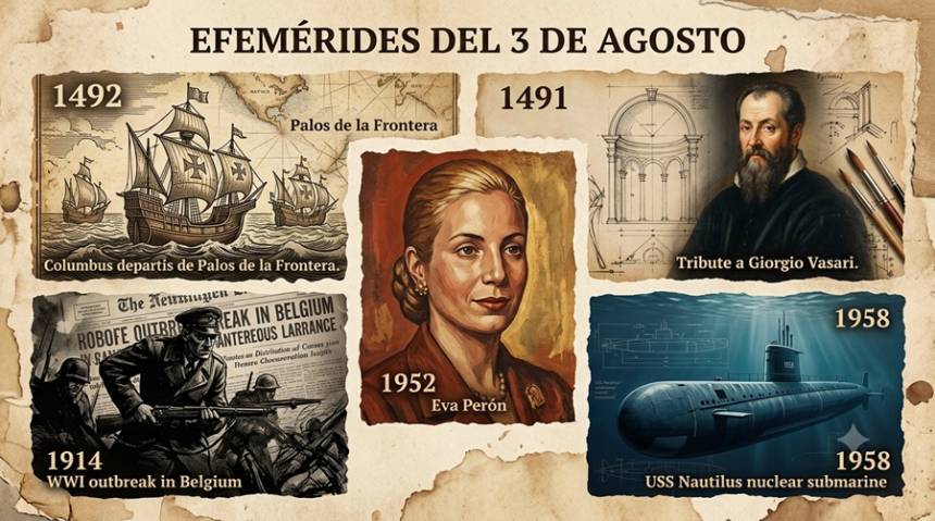 #Efemérides 3 de AGOSTO: Un día como hoy... Recordamos los hechos que marcaron la historia.