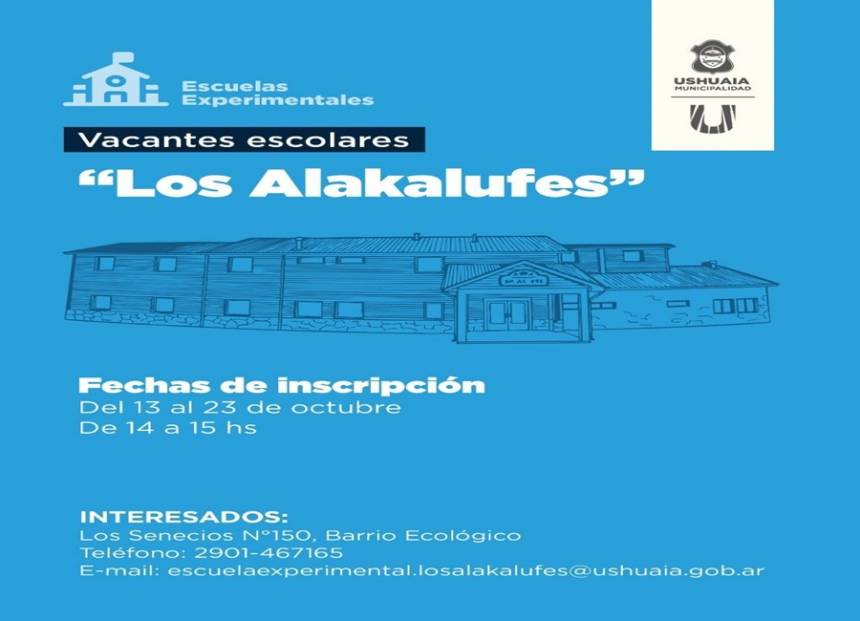 Abren las inscripciones para la Escuela Experimental “Los Alakalufes” para el ciclo lectivo 2027