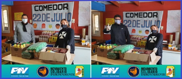 El M.S.I y F.T.V entregaron alimentos y productos de limpieza a comedores de la Margen Sur