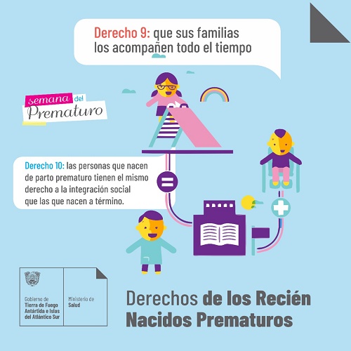 DERECHO 9: El recién nacido prematuro tiene derecho a ser acompañado por su familia todo el tiempo.  DERECHO 10: Las personas que nacen de parto prematuro tienen el mismo derecho a la integración social que las que nacen a término.