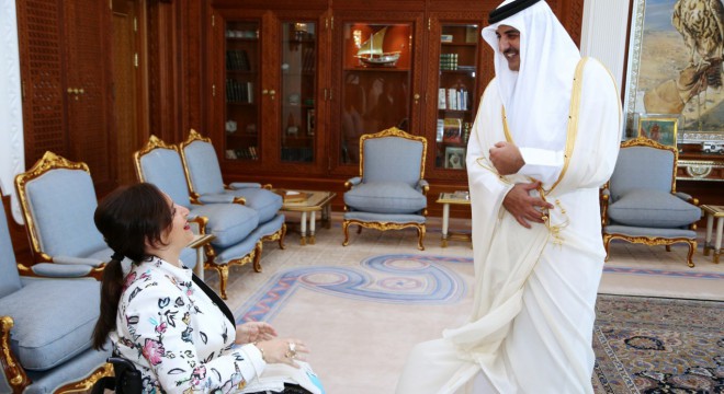   La vicepresidenta, Gabriela Michetti co el jeque Tamim Bin Hamad Al Thani, Emir de Qatar. Gerardo Viercovich Vicepresidencia