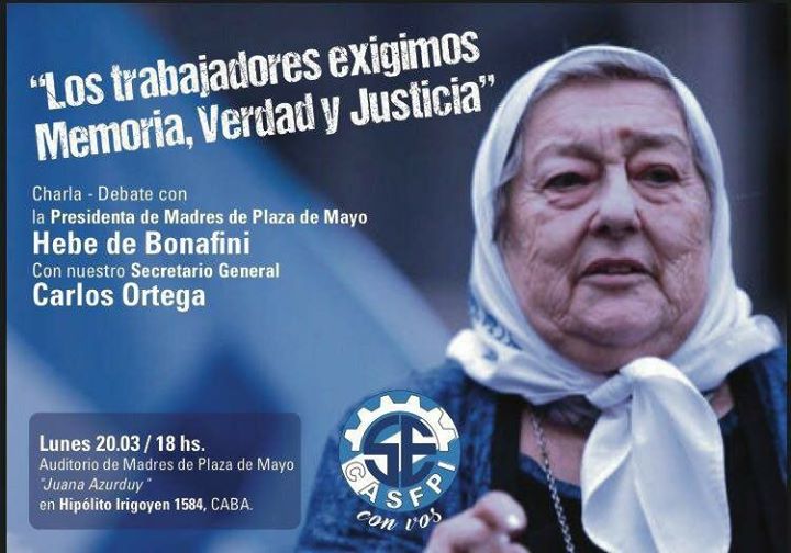 En la semana de la Memoria el Secasfpi dice presente junto a las Madres de Plaza de Mayo