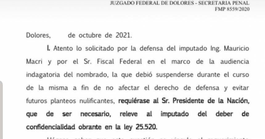 Tras la suspensión, el juez Bava requirió a Alberto Fernández que releve a Macri del deber de confidencialidad