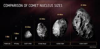   Comparación de los núcleos de los cometas descubiertos