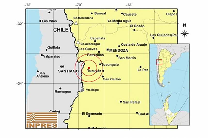 Sismo en Mendoza 5 grados en la escala de Richter se registró este sábado en la localidad de Tunuyán