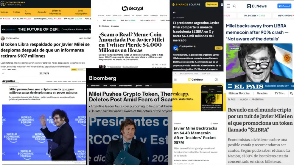 Cómo los medios del mundo mostraron el escándalo de Javier Milei con la cripto $LIBRA.