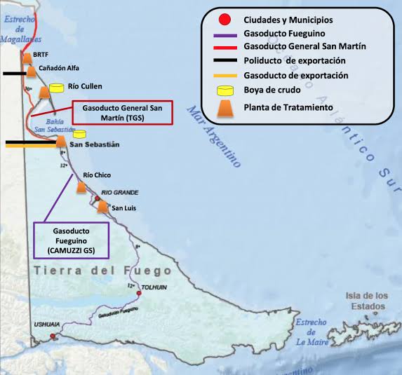 Infraestructura clave: la Planta San Sebastián comanda el procesamiento de gas en el norte de la Isla. Fuente: Boca de Pozo