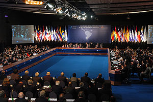 Plenario de la XVII Cumbre Iberoamericana, celebrada en Santiago de Chile.