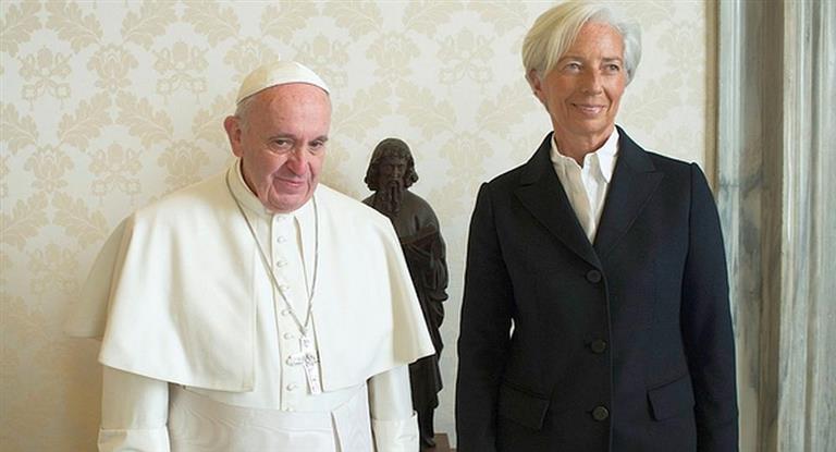 El Papa Francisco y la directora regente del FMI, 