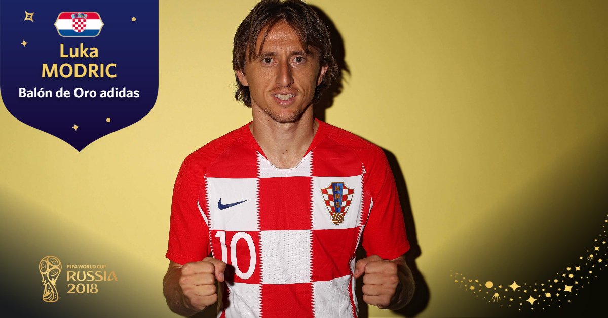 El Balón de Oro adidas como mejor jugador del mundial Rusia 2018 fue para Luka Modric Croacia Foto: FIFA.com