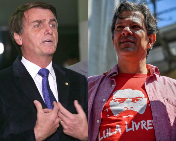 Los candidatos presidenciales Jair Bolsonaro y Fernando Haddad.